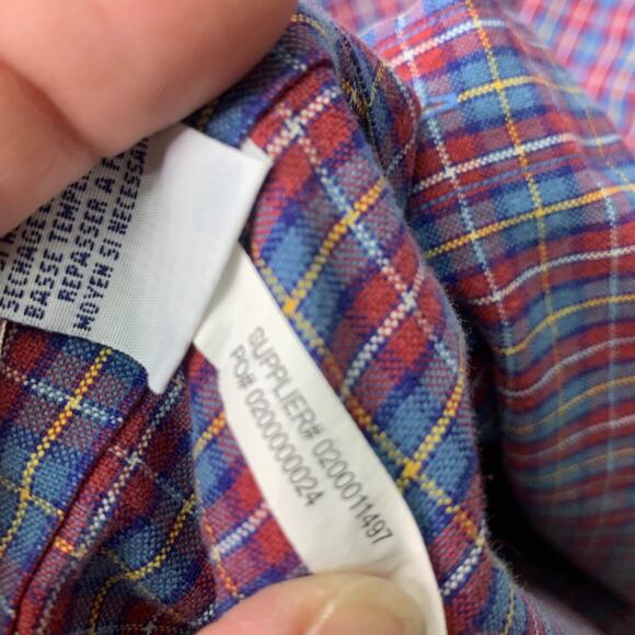 Ralph Lauren Large Tall Long LT Red Blue Plaid Long Sleeve Button Down Shirt - Picture 4 of 5